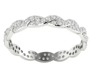 SI1 H 0,75 Karat natürlicher Diamant Zinken Set Ewigkeit Ehering 14K Weißgold - Bild 1 von 6