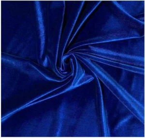 Royal Blue Velvet Dress Fabric Plain Material 44/45" Width, Soft Fabric 1 YARD - Picture 1 of 3