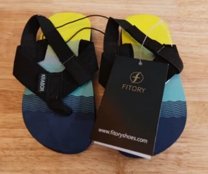Kid’s UNISEX Fitory Krabor Flip Flop Sandals •Size 5-6  Blue & Yellow *NWT - Picture 1 of 3