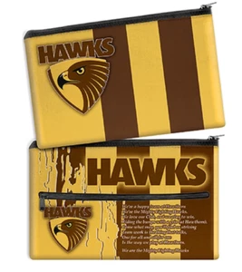 Hawthorn Hawks Official AFL 33cm x 21cm Neoprene Team Song & Logo Pencil Case - Picture 1 of 1