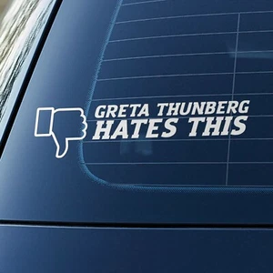 Greta Thunberg Hates Sticker Decal Funny Novelty Young Driver Window Vinyl 200mm - Picture 1 of 5