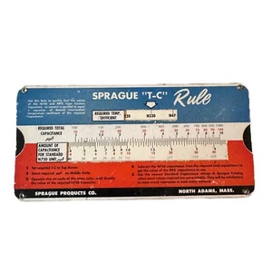 Sprague Products T-C Rule 1953 Slide Chart North Adams, MA Slide Rule - Picture 1 of 8