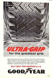 1962 Werbung für Good Year "Ultra-Grip" Motorreifen #2 Original Printanzeige Ephemera - Bild 1 von 1