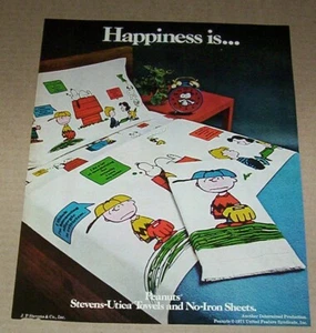 1971 print ad -Stevens-Utica bed linens Peanuts Snoopy Charlie Brown advertising - Picture 1 of 1