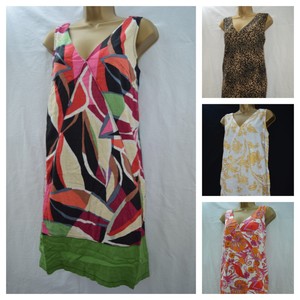 NEW NEXT SHIFT TUNIC SUN DRESS MULTICOLOURED ANIMAL FLORAL LINEN BLEND 6 - 26