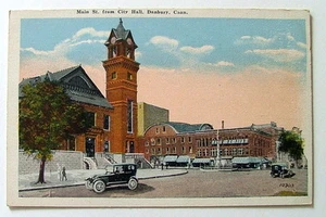 POSTCARD MAIN STREET FROM CITY HALL DANBURY CONNECTICUT #1229jv - Picture 1 of 2
