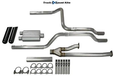 Toyota Tundra 14-21 2.5" Direct Fit Dual Exhaust Kit 2 Chamber Rear Black Tip — 第 1/4 张图片
