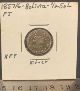 BOLIVIA, 1857/6, 1/2 SOL, silver, circulated - Picture 1 of 4
