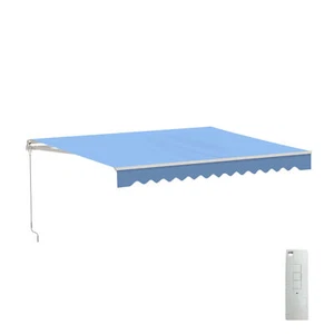 ALEKO Retractable Motorized Patio 10 x 8 feet Awning Sunshade Sky Blue - Picture 1 of 13