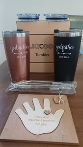 Godparents Proposal Gift, Godmother & Godfather 20 Oz Tumbler Cups With Lids - Picture 1 of 4