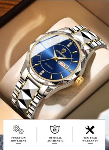 Men's Luxury Quartz Watch Stainless Steel Waterproof Casual Wristwatch Boxed New - Picture 1 of 1