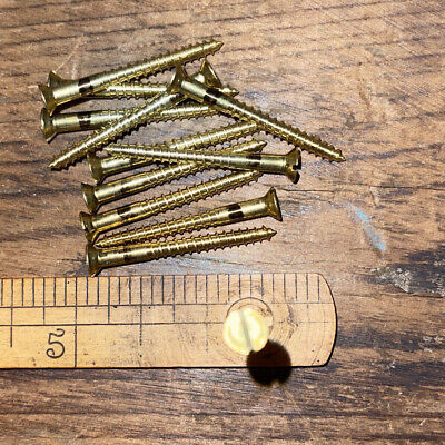 #6 X 1-1/2 Wood Screws Slotted Flat Head Solid Brass Traditional Slotted Head • 13.50$