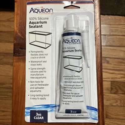 AQEON 100% Silicona Acuario Sellador Impermeable No Tóxico Transparente 3 Oz. NUEVO EN PAQUETE Foto 1 de 4