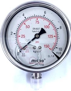 MICRO 100ES-GF-B64-DB Manometro in acciaio inox quadrante 4" da 0 a 10 kg./cm2 - Foto 1 di 4