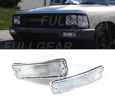 JUEGO DE PARES DE LUCES DE SEÑAL DE PARACHOQUES CROMADAS CON LENTE TRANSPARENTE PARA CAMIONETA TOYOTA 1989-1995 Foto 1 de 3
