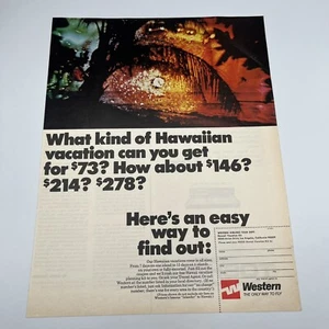 1971 Western Airlines Hawaiian Vacations Vintage Print Ad the only way to fly - Picture 1 of 1