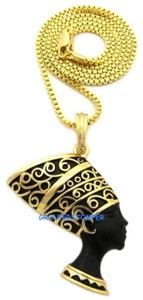 Nefertiti Egyptian Queen of the Nile Pendant With 24 Inch Long Box Link Chain - Picture 1 of 9