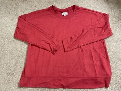 Lucky Brand Women Red Long Sleeve Crew Neck Sweater Size Large - Image 1 of 4