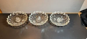VTG EAPG Scallop Edged Matching Footed Clear Glass Console Bowl & Candle Holders - Picture 1 of 6