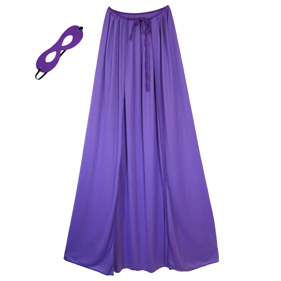 Conjunto de Disfraz de Capa y Máscara de Superhéroe Púrpura Adulto 60" ~ FIESTA DE DISFRACES DE HALLOWEEN Foto 1 de 1