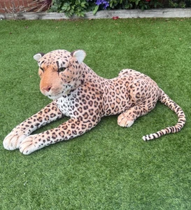 Rare Extra Large Leopard Plush Soft Toy Realistic Stuffed Animal 80cm vintage - Picture 1 of 6