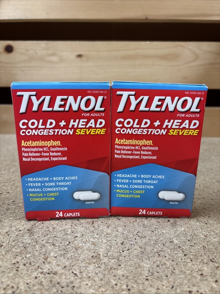 lote de 2: Tylenol frío + cabeza congestión grave 24 cápsulas exp.11/25 Foto 1 de 1