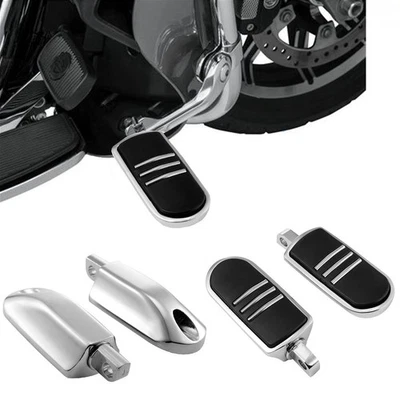 Motorcycle 10mm Highway Foot Pegs Footrest Chrome Fit For Harley Touring Softail - Image 1 of 4