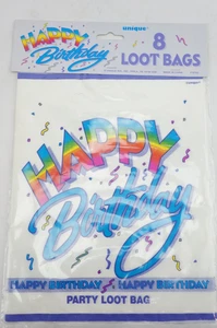 Versiegelt Vintage 1990er einzigartige Happy Birthday Party Beute Süßigkeiten Geschenktüten 8er Pack - Bild 1 von 2