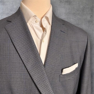 Blazer de lana pata de gallo azul 48R TOM JAMES para hombre abrigo deportivo chaqueta de 2 botones azul Foto 1 de 4