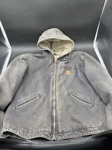 Carhartt Black Sherpa Jacket J141 BLK Mens XL Vintage Distressed - Picture 1 of 9