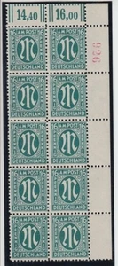 V. AM Post 25 A r3 10 Block with sheet count number Attest Hettler BPP - Picture 1 of 2