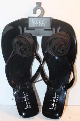 SANDALIAS CHANCLAS NICOLE MILLER NY MUJER ROSETA GELATINA NEGRA TALLA 10 NUEVAS Foto 1 de 4
