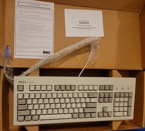 Dell QuietKey RT7D5JTW PS/2 Beige Keyboard 0003340D Retro 90s Vintage OEM NEW - Picture 1 of 7