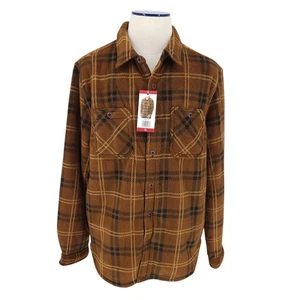 Weatherproof Sherpa Lined Shacket Brown Plaid Long Sleeve Button Up NWT Mens XL - Picture 1 of 9