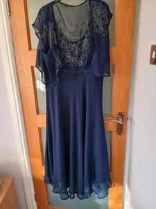 Navy Blue 2 Piece Evening/cocktail Dress With Jacket - Picture 1 of 6