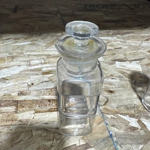 Antik Apotheke Klarglas Etikett Apothekerglas Flasche mit Stopfen 1889 W. T. Co - Bild 1 von 6