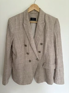 M&S Collection Caramel Check Double-Breasted Blazer (UK 14) - Picture 1 of 10