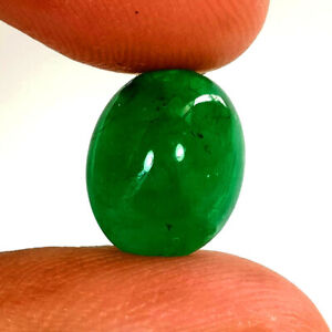 4.78ct Natural Emerald oval Cabochon ~ Rich green good luster collection