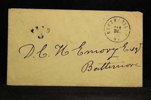 Maryland: Centreville 1850s Stampless Cover, Black CDS, PAID 3 in Arc - Picture 1 of 2
