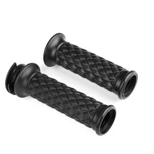 2PCS Black Silicone Diamond Nonslip 7/8" Motorcycle Handle Bar Sleeve Hand Grip - Picture 1 of 8