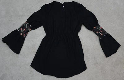 Kimi Kai Women's Maternity Blouse Black Embroidered Bell sleeves Small Boho - Image 1 of 4