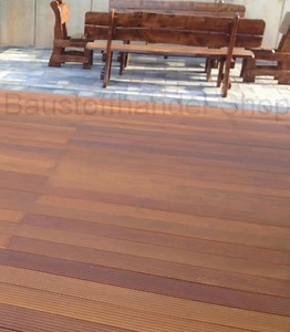Terrassendiele Bangkirai Garapa 19,95€/m Balkonbelag Holzterrasse Poolumrandung - Bild 1 von 10