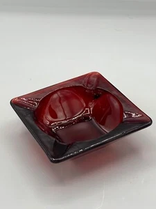Vintage Anchor Hocking Glass Ashtray Royal Ruby Red Square 3 1/2" - Picture 1 of 4