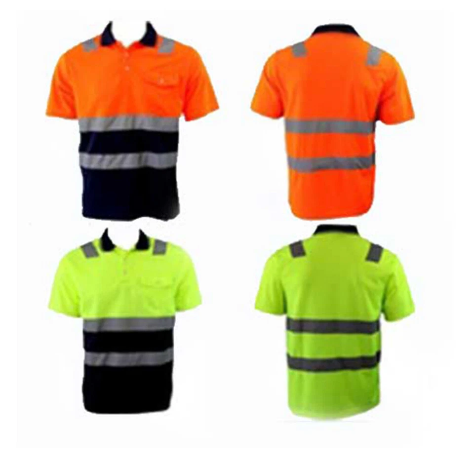 Hi-Vis Safety Workwear Short Sleeve Polo Shirt Top Reflective Tape Two tone - image 1 of 1