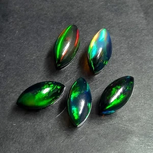 Cabujón de ópalo etíope negro calibrado, lote de 5 piezas, piedra preciosa de ópalo ahumado Wello - Imagen 1 de 8
