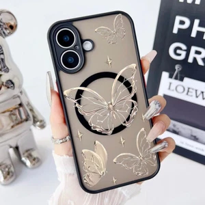 Butterfly For iPhone 16 15 14 13 Pro Max 12 11 7 8 Magsafe Hybrid Case Cover - Picture 1 of 21
