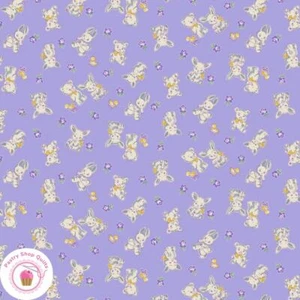 Maywood NANA MAE VI 367 55 Purple Lilac  Rabbits Quilt Fabric 30's REPRODUCTION - Picture 1 of 2