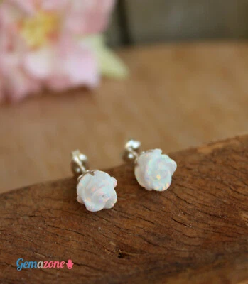 Aretes flor rosa piedras preciosas a elegir plata esterlina dama de honor joyería Foto 1 de 4