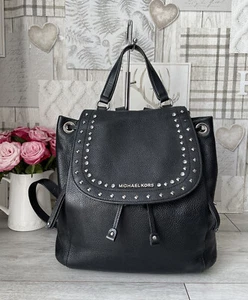 Genuine Michael Kors Black Leather Studded Backpack Medium Size - Picture 1 of 11