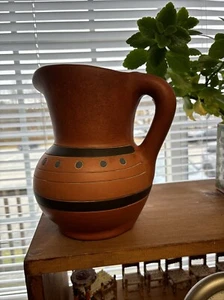 PRECIOSA JARRA DE CERÁMICA DE TERRACOTA, INTERIOR ESMALTADO, ¡FIRMADA TEOTIHUACÁN! - Imagen 1 de 13